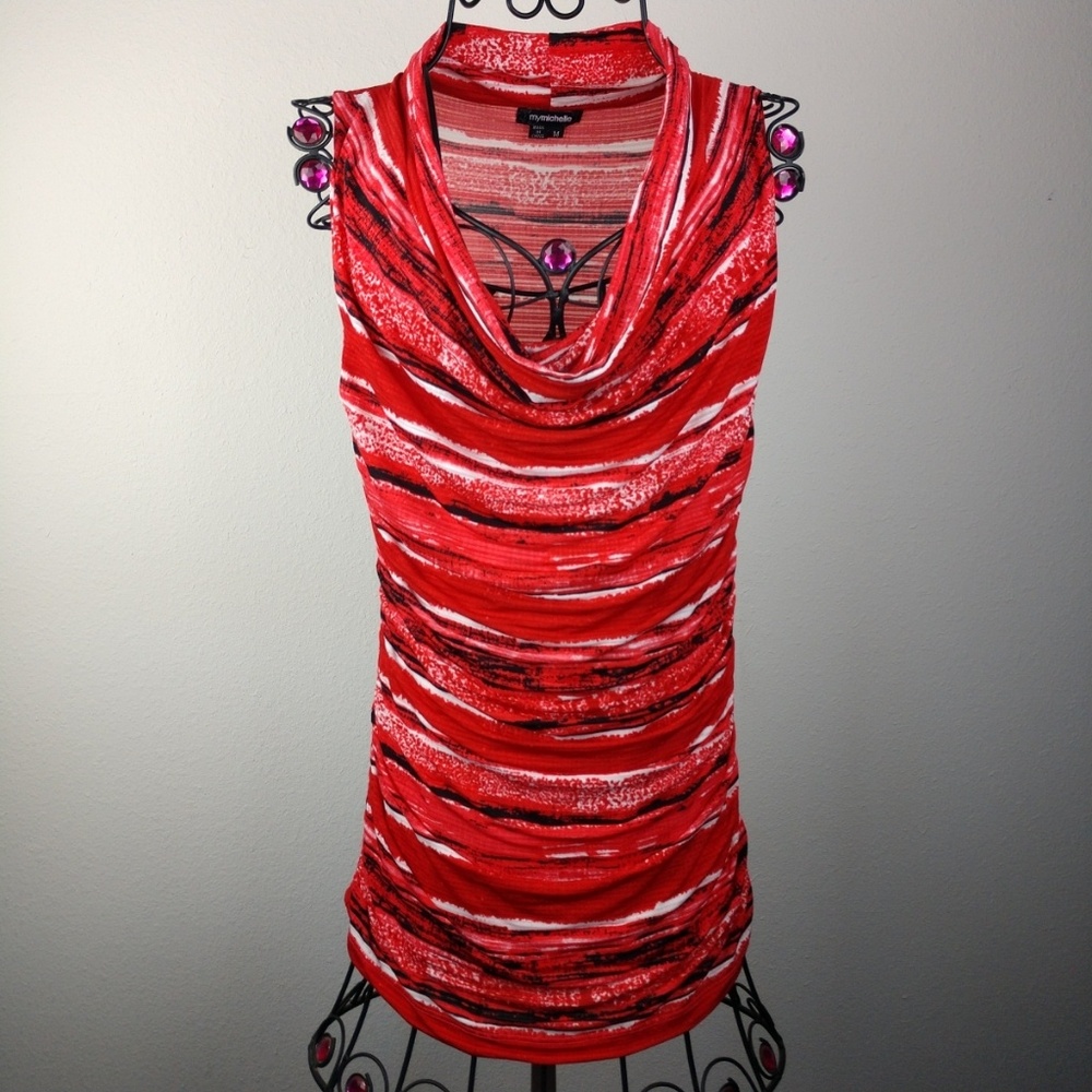 My Michelle Stripped Slimming Cowlneck Top sz M